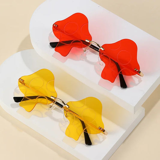 Irregular Mushroom-Shaped Sunglasses – Retro Rimless Party Eyewear for Men & Women