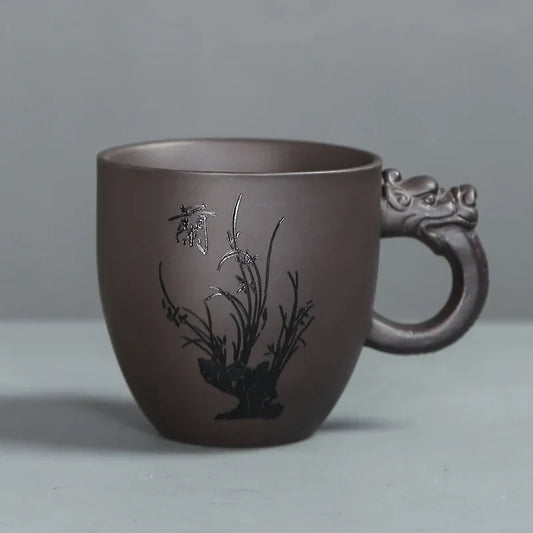 Traditional Purple Clay Teacup – Handled Coffee & Tea Cup for Office or Home Use