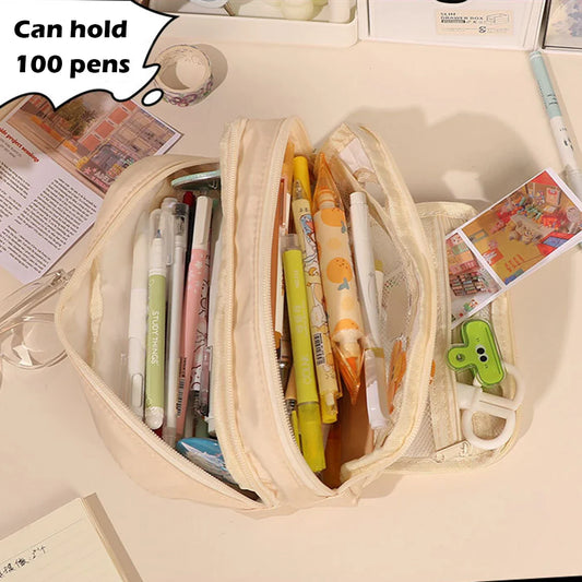 Kawaii Multi-Layer Pencil Case – Large Capacity Stationery & Makeup Organizer