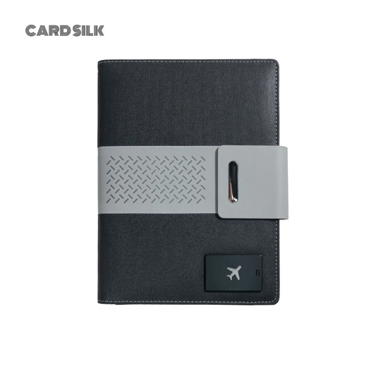 A5 Charging Notebook – 8000mAh Power Bank with 3-in-1 Cable, Card Slots & Document Pocket