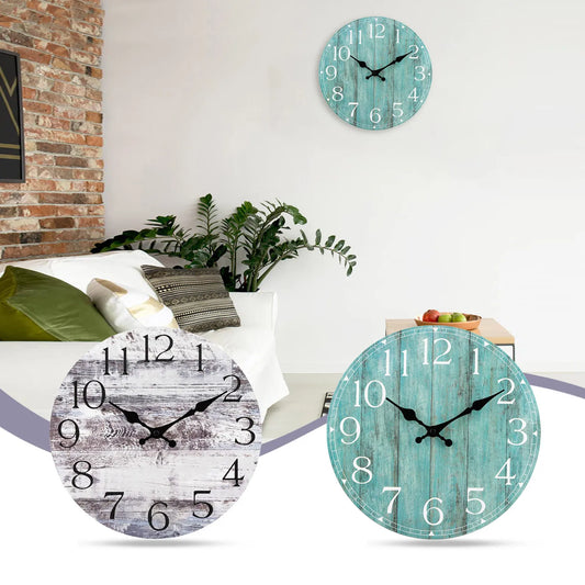 Tea Green Farmhouse Wall Clock – Silent Non-Ticking Turquoise Clock for Kitchen, Office & Home Decor