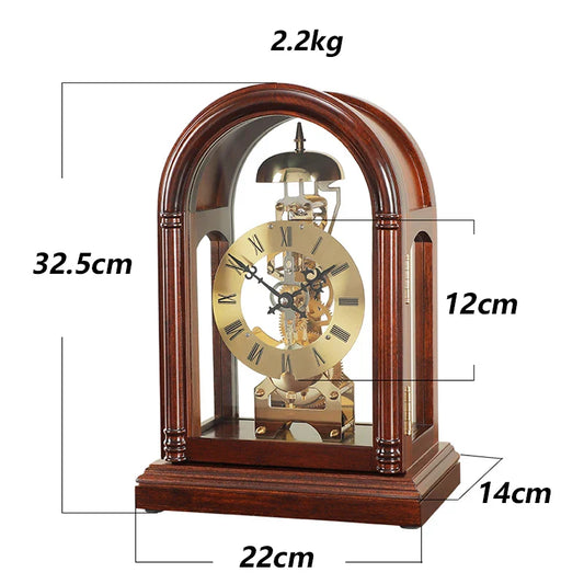 Vintage Mechanical Wooden Desk Clock – Luxury Table Timepiece for Modern Interiors