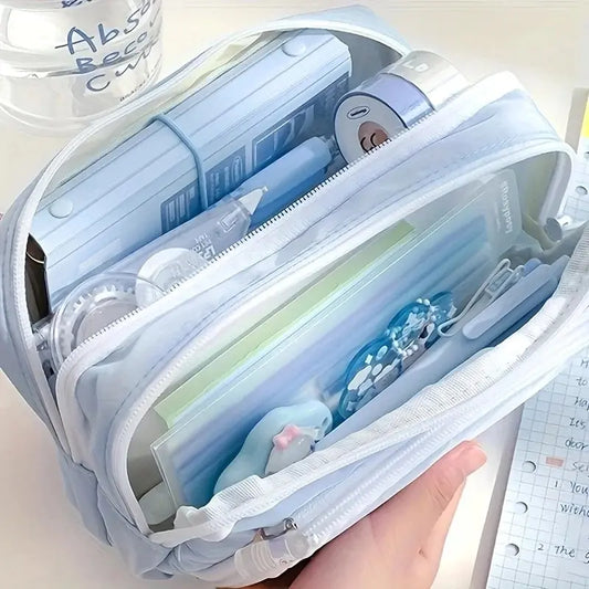 Kawaii 3-Layer Pencil Case – Cute Large Capacity Korean Organizer for Students
