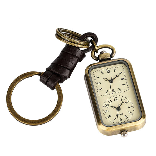Vintage Tiny Cute Quartz Pocket Watch with Keyring – Retro Pendant Clock for Kids, Men & Women