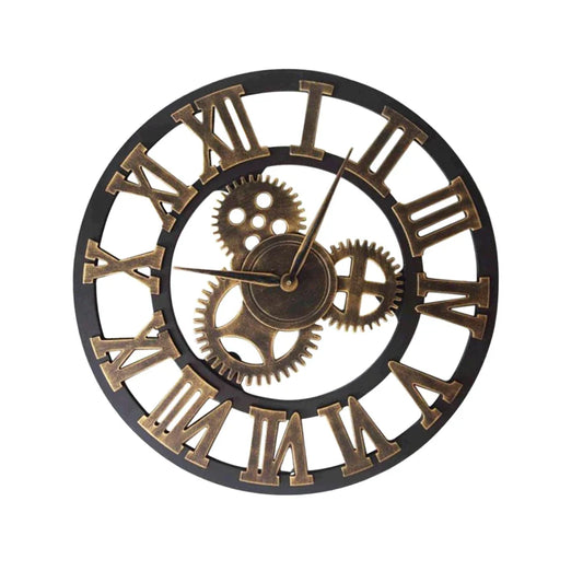 Vintage Mechanical Gear Wall Clock – Industrial Style Room Décor with Moving Gears