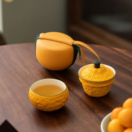 One-Person Portable Tea Set – Ceramic Quick Brew Cup with Teapot