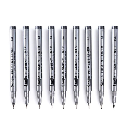 9pcs Fine Tip Pen Set – Waterproof Permanent Fineliners for Drawing & Calligraphy