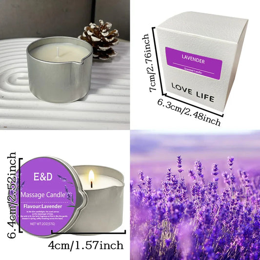 Lavender Scented Massage Oil Candle – 2oz Aromatherapy Candle for Home Spa & Body Care
