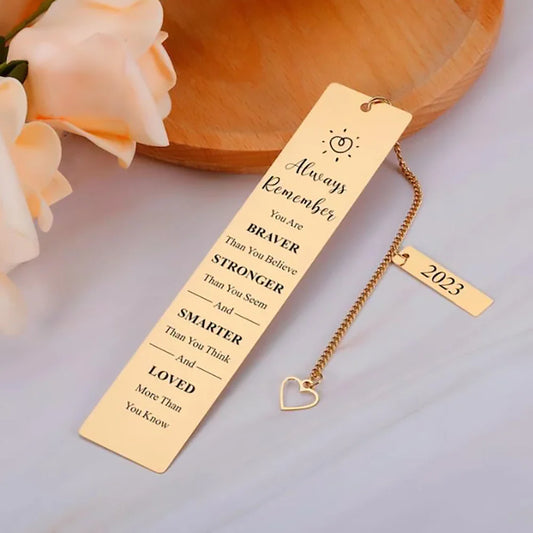 Creative Letter Stainless Steel Bookmark with Leaf Pendant – Elegant Reading Gift