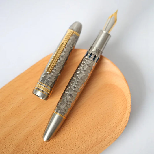 MAJOHN Titanium Alloy Ti-136 Fountain Pen – Brushed Metal Piston-Fill Writing Instrument