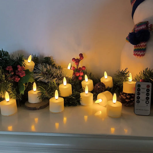 FPOO LED Candles with Rechargeable Battery – Flickering Flameless Lights with Timer & Remote