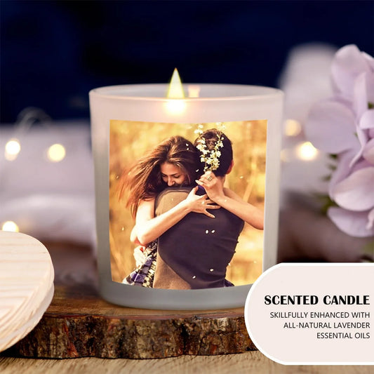 Custom Photo White Soy Candle – 7oz Personalized Wedding Gift