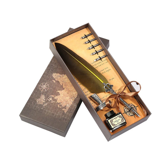 Silky Fountain Pen – European Style Retro Feather Calligraphy Pen for Gifts & Signatures
