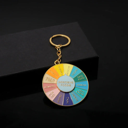 Decision Spinning Keychain – “What to Eat?” Rotatable Funny Option Picker Keyring