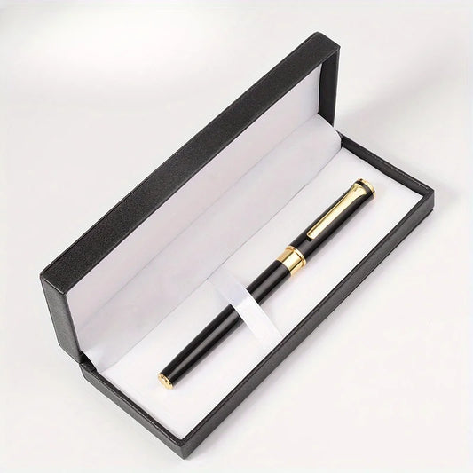 Premium Black PU Leather Pencil Box – Fountain Pen Case Cover for Business & Souvenirs