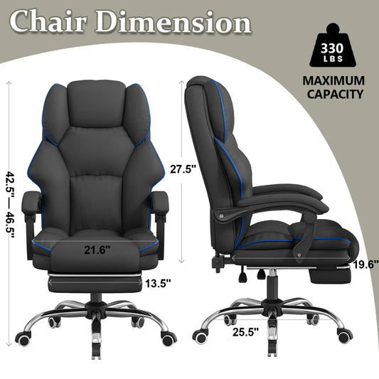 Executive High Back Office Chair – Ergonomic Leather Desk Chair with Footrest & Swivel Base