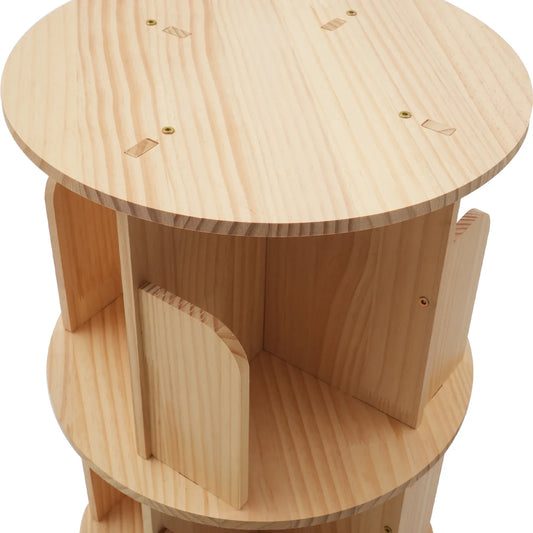 Versatile 360° Free-Standing Wooden Bookshelf Organizer – Space-Efficient Corner Storage & Display Rack