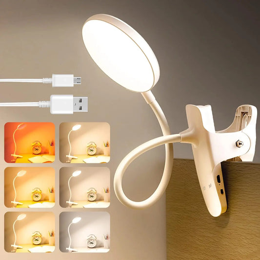 Clip-On Reading Light – Dimmable & Rechargeable Book Light for Reading in Bed