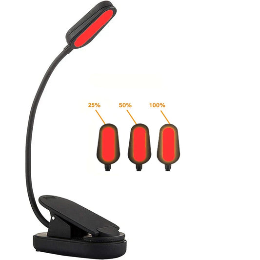 620nm Red Clip-On Book Light – Rechargeable No Blue Light Reading Lamp for Eye Care & Migraine Relief