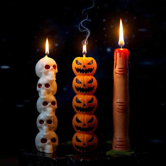 Halloween Aromatherapy Candle Set – Skull, Pumpkin & Bone Fingers Horror Decor