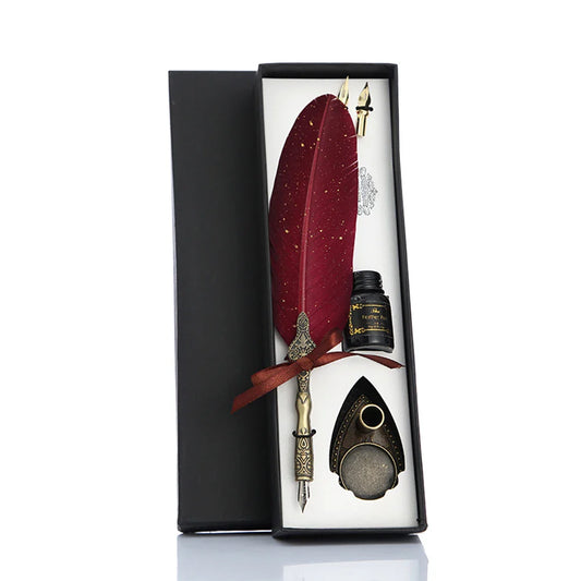 Classic Calligraphy Feather Dip Pen Set – Vintage Quill Writing Kit for Gifts & Special Occasions