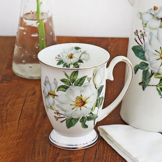 300ML Bone China Funny Coffee Mug – Vintage Floral Porcelain Tea Cup