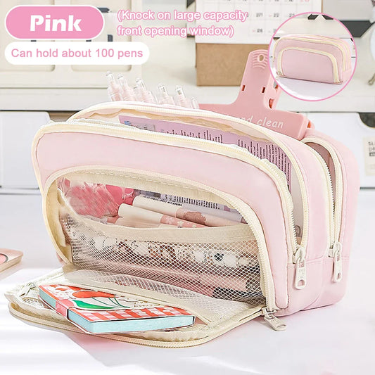 Kawaii Multi-Layer Pencil Case – Large Capacity Stationery & Makeup Organizer