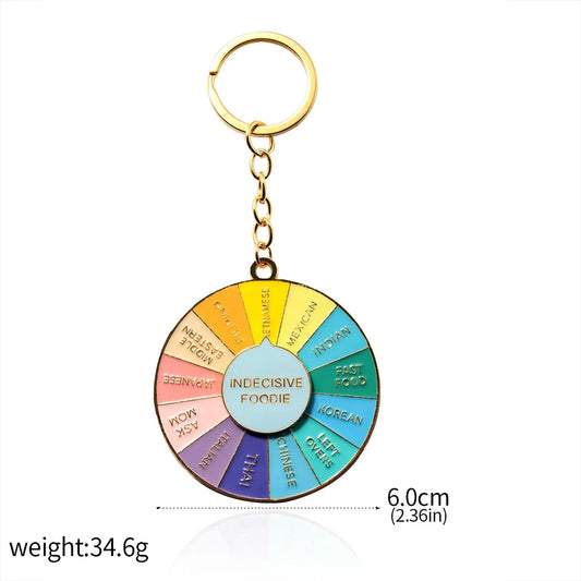 Decision Spinning Keychain – “What to Eat?” Rotatable Funny Option Picker Keyring