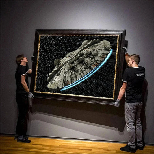 Star Wars Millennium Falcon & Star Destroyer Canvas Wall Art – Classic Sci-Fi Movie Poster Prints