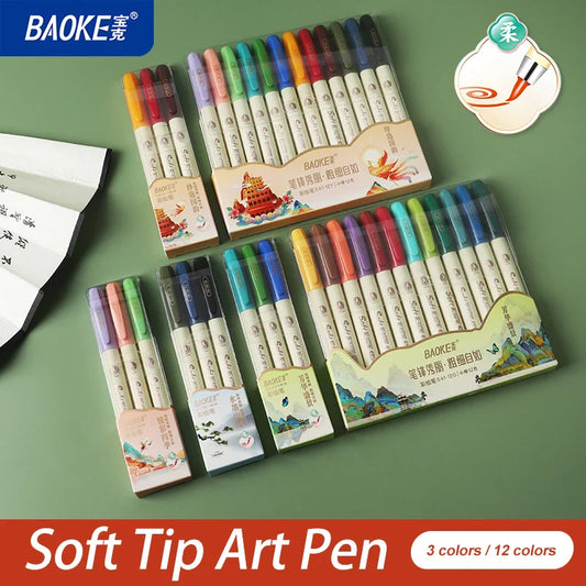 BAOKE S41 Soft Tip Brush Pen – Calligraphy & Art Drawing Pen with Fadeproof Ink