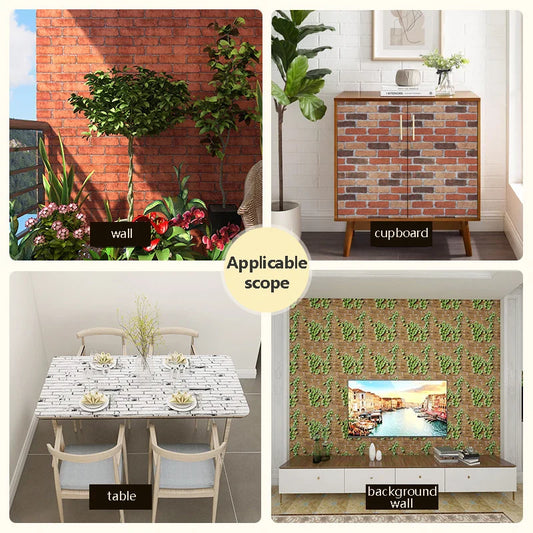 Retro Red-Brown Brick Pattern Self-Adhesive Waterproof Wallpaper – PVC Wall Décor for Dormitory & Living Room