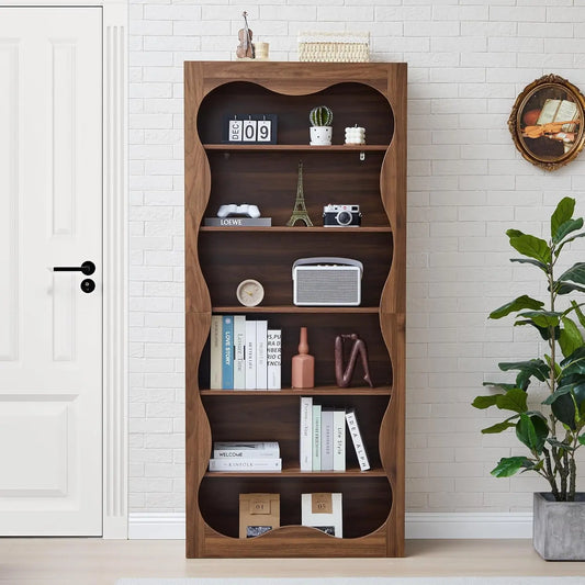 71" Tall Bookshelf – 6-Tier Large Wooden Freestanding Bookcase Display