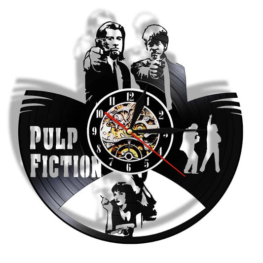 Pulp Fiction Retro Vinyl Record Wall Clock – Classic Movie-Themed Décor for Cinema Lovers