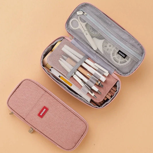 Large Capacity Classic Pocket Pen Case – Foldable Canvas Stationery & Travel Organizer
