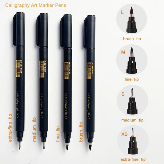 4-Piece Calligraphy Art Marker Pen Set – Brush Pens for Writing, Art & Crafts