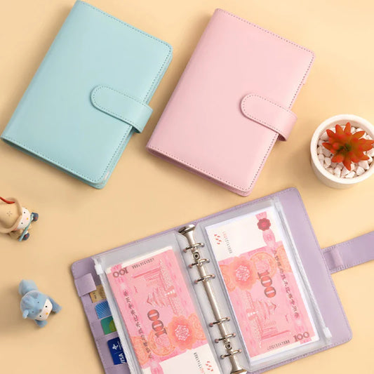 Color A6 Budget Binder & Planner Set – 6-Hole, Includes 8 Zipper Envelopes & 2 Stickers
