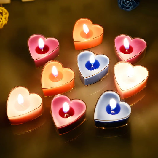 9Pcs Scented Heart-Shaped Tea Light Candles – Aromatic, Smokeless Gift Set for Weddings & Home Decor