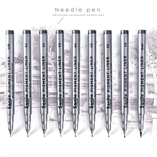 9pcs Fine Tip Pen Set – Waterproof Permanent Fineliners for Drawing & Calligraphy