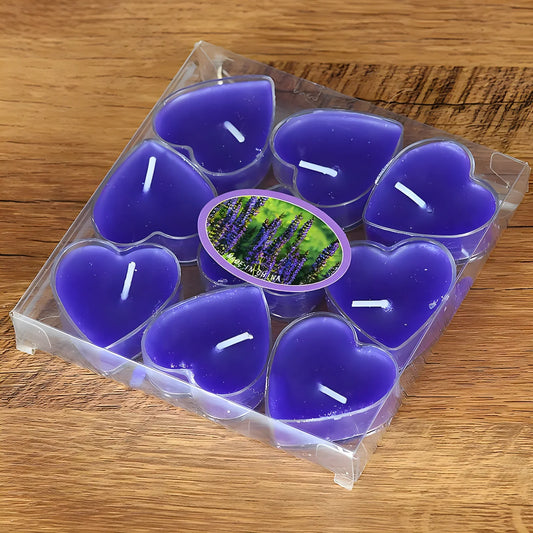 9Pcs Scented Heart-Shaped Tea Light Candles – Aromatic, Smokeless Gift Set for Weddings & Home Decor