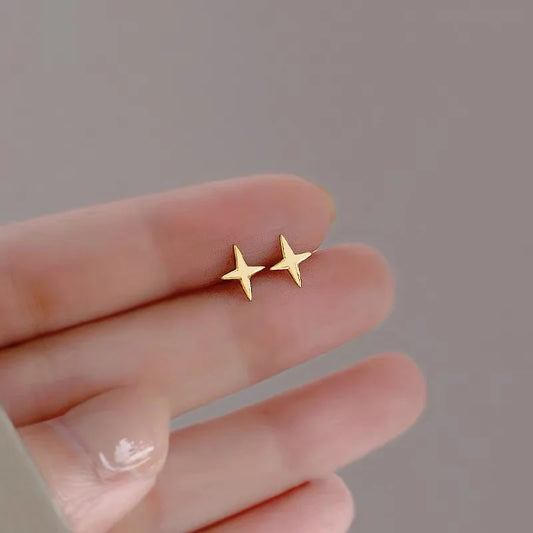 Metal Gold Color Small Stud Earrings – Multiple Styles for Women & Teens