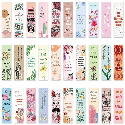 30pcs Aesthetic Cartoon Bookish Reading Bookmarks – Fun Page Markers for Students & Readers
