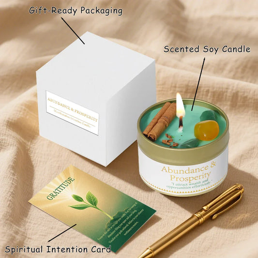 Law of Attraction Manifestation Candle – 3oz Crystal Ritual Scented Soy Candle